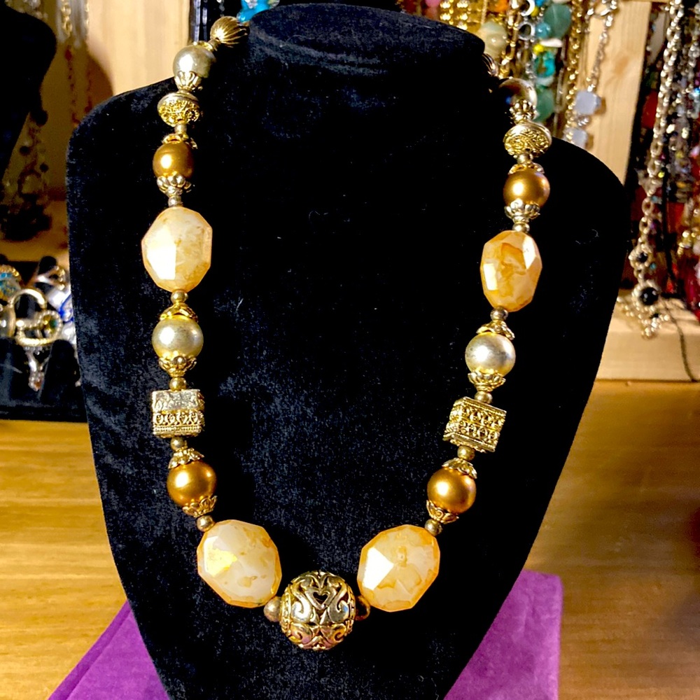 Vintage Very original glass beads and beautiful findings necklace